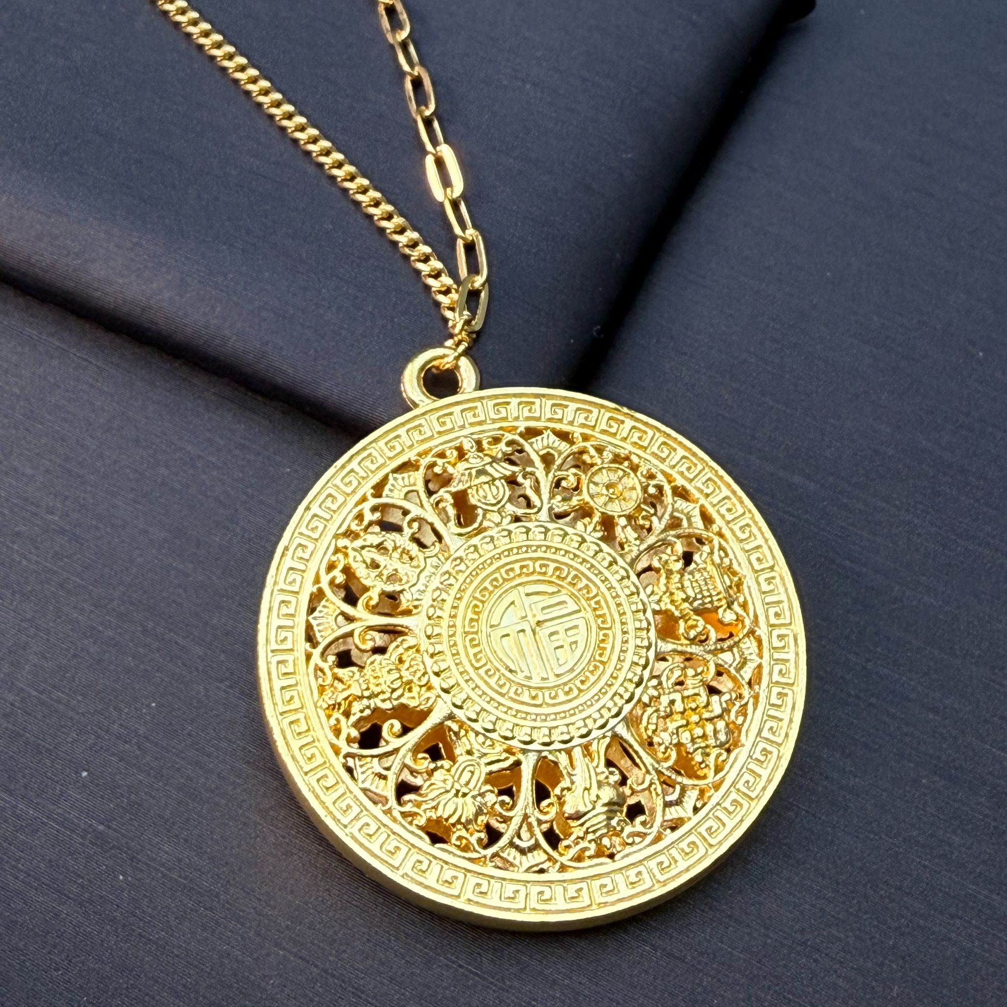 坠链均足银 大八宝罗盘套链