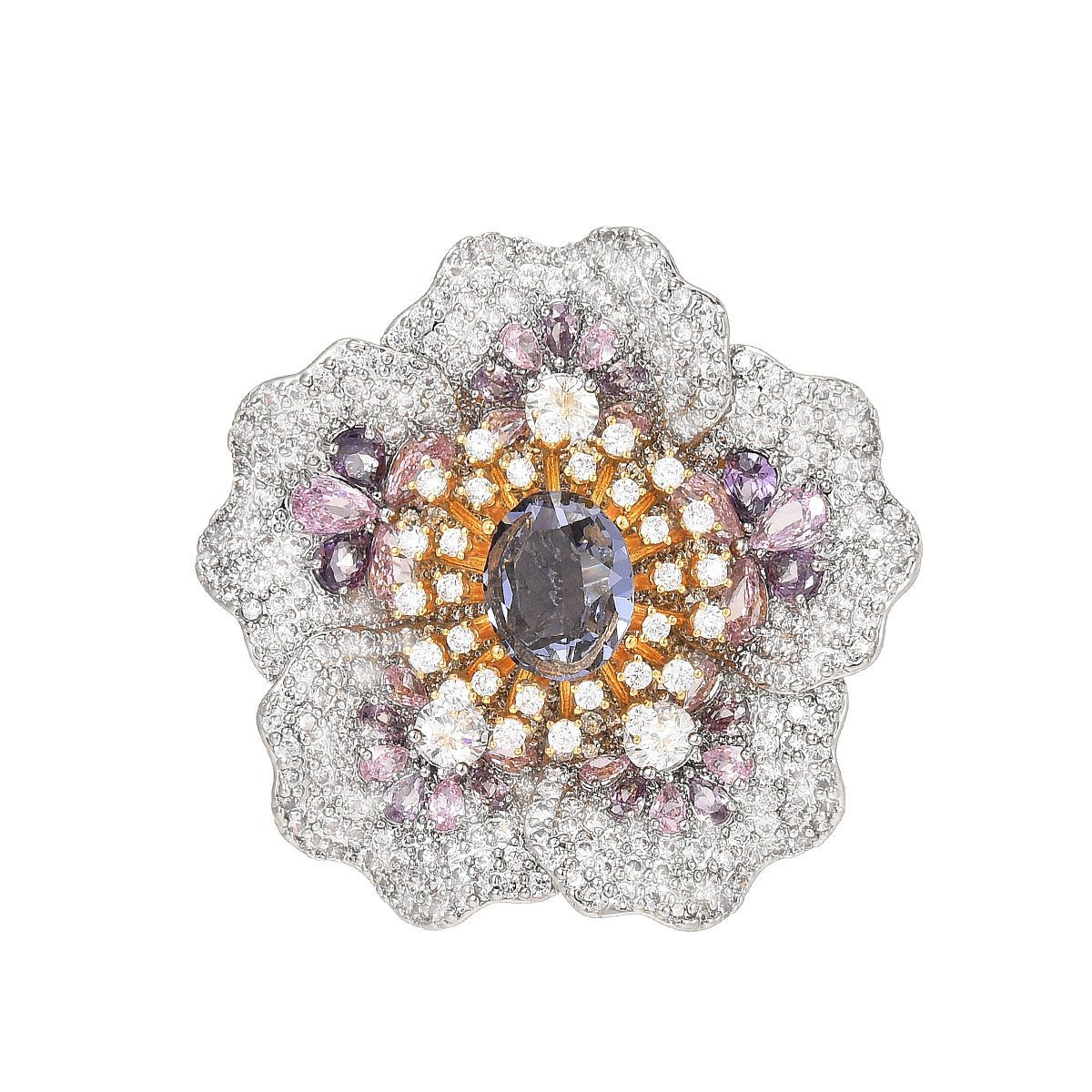 铜合金锆石胸针 32702彩色花朵胸针轻奢百搭气质优雅镶嵌（小版）