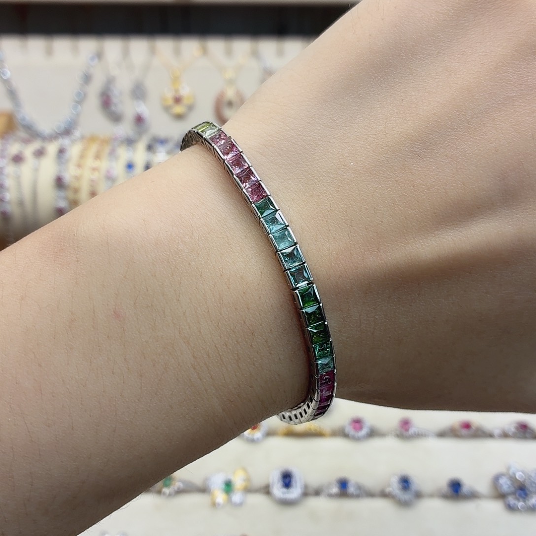 银S925镶嵌手链碧玺