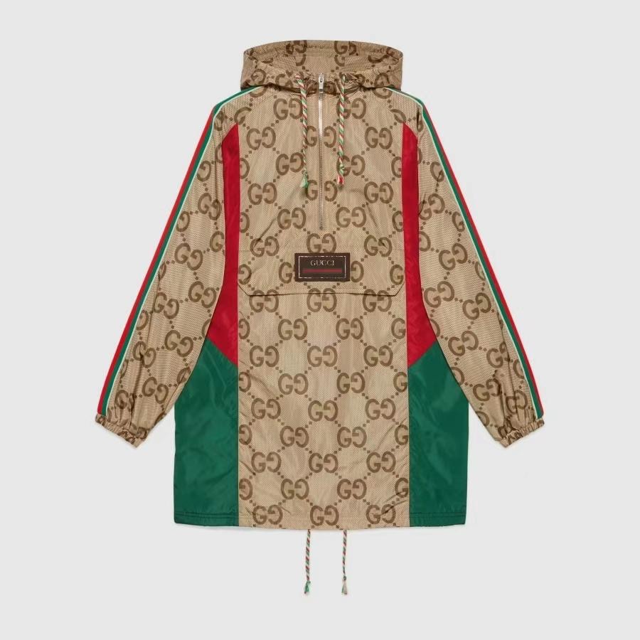 全新未使用 GUCCI/古驰 女款满logo中长款连帽外套