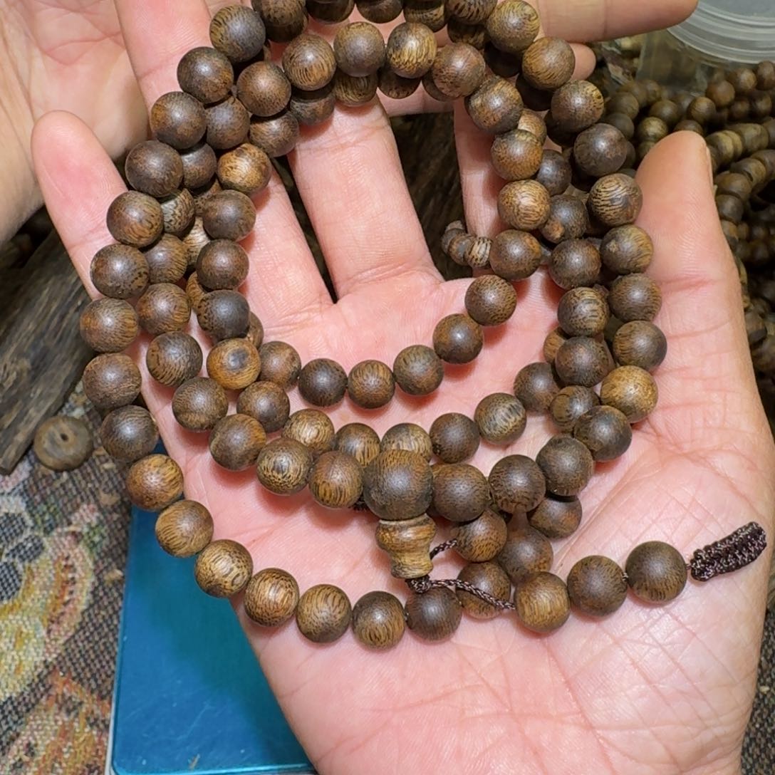 沉香木手串海南乌身白棋老料27.3克料子