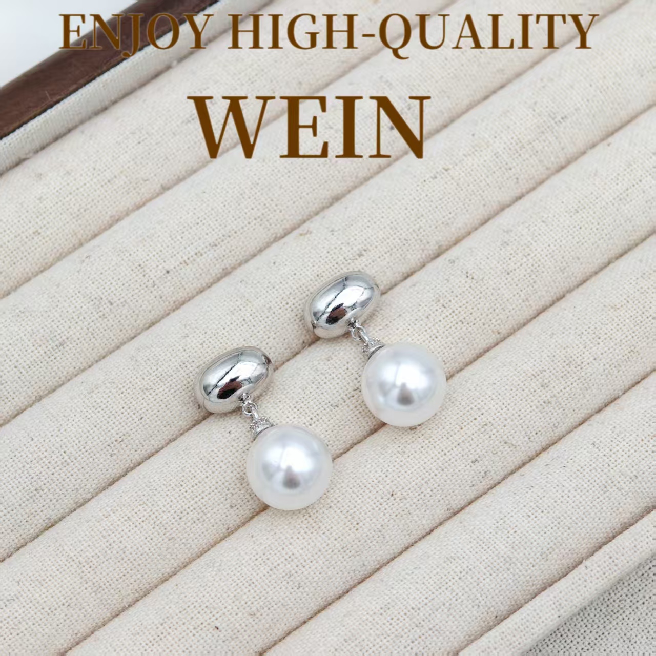 WEIN 铜合金仿珍珠耳饰 白金色耳环轻奢气质时尚百搭法式ins简约