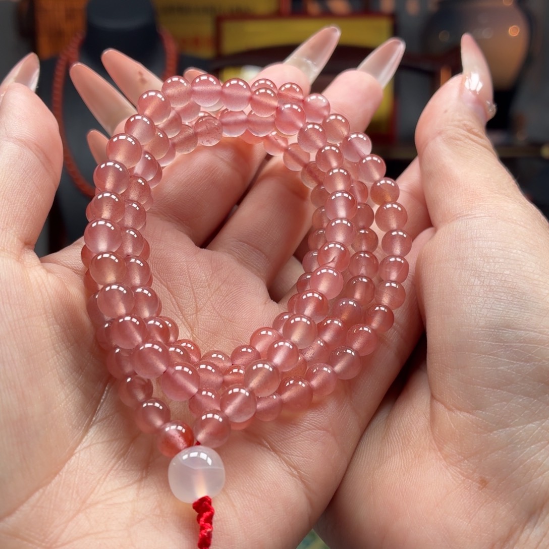 无***摧南红玛瑙未镶嵌多圈原矿保山南红杨柳冰粉多圈卡6+