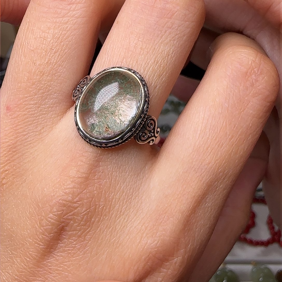 和田玉戒指银S925镶嵌