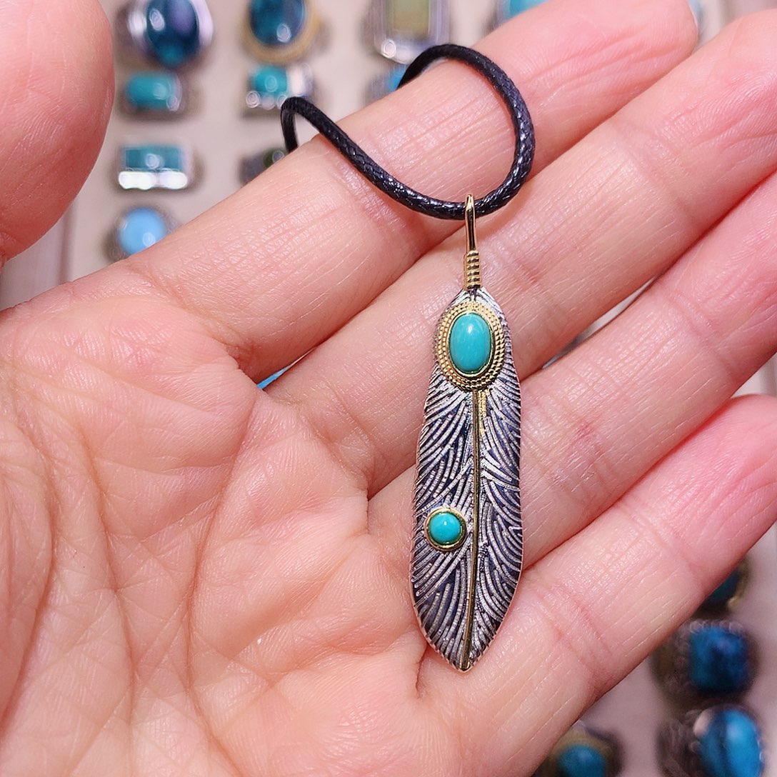 绿松石银S925镶嵌挂件