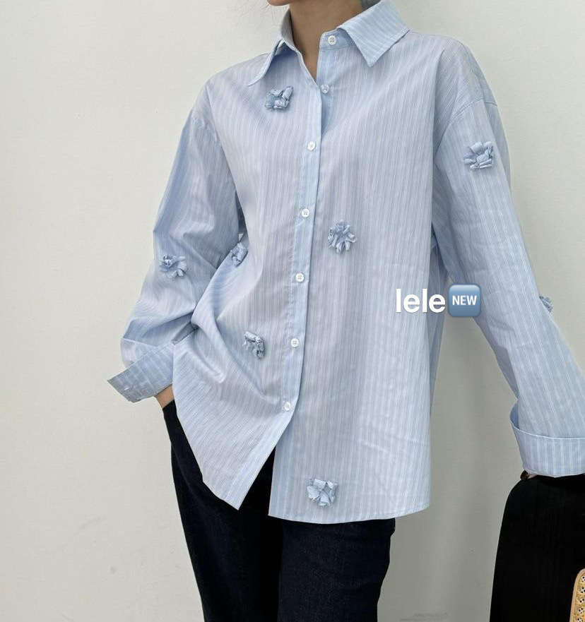 乐乐小铺-立体花朵衬衣