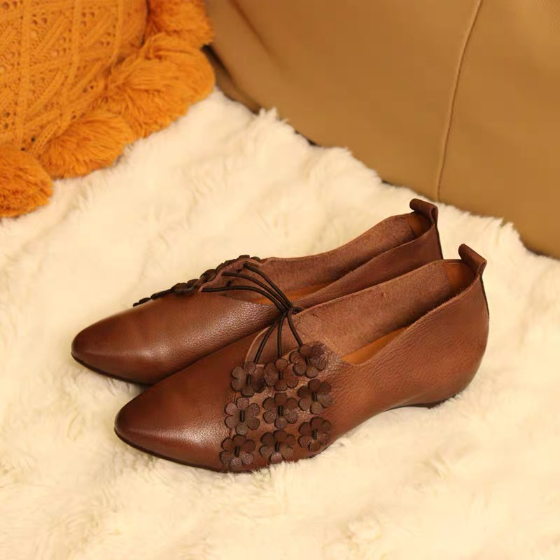 1993-5牛皮尖头浅口休闲套脚女单鞋