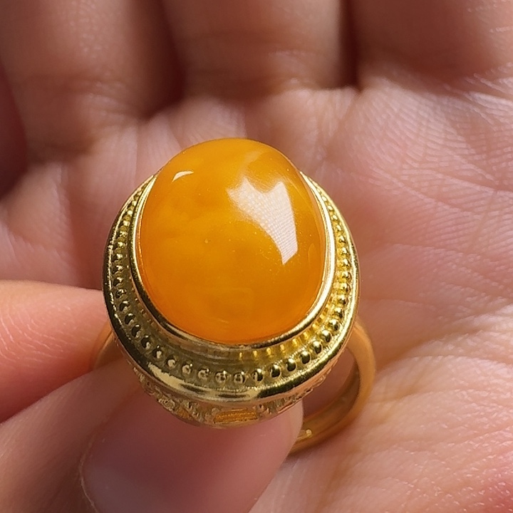 蜜蜡银S925镶嵌戒指戒指