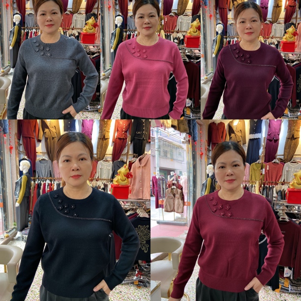 YF！119#秋冬圆领立体花朵简约百搭针织毛衣