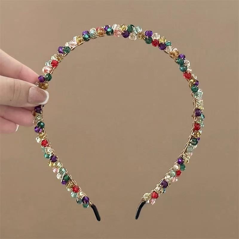 韩国东大门水晶发卡发捆发箍女洗脸细发彩色2025新款网红头箍头饰