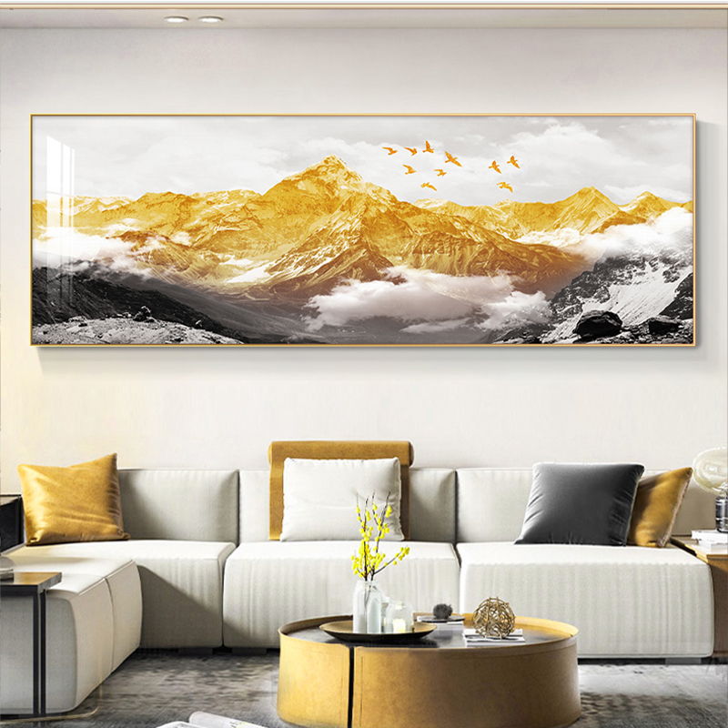 【横版客厅画】办公室日照金山客厅装饰画现代轻奢壁画装饰画yh