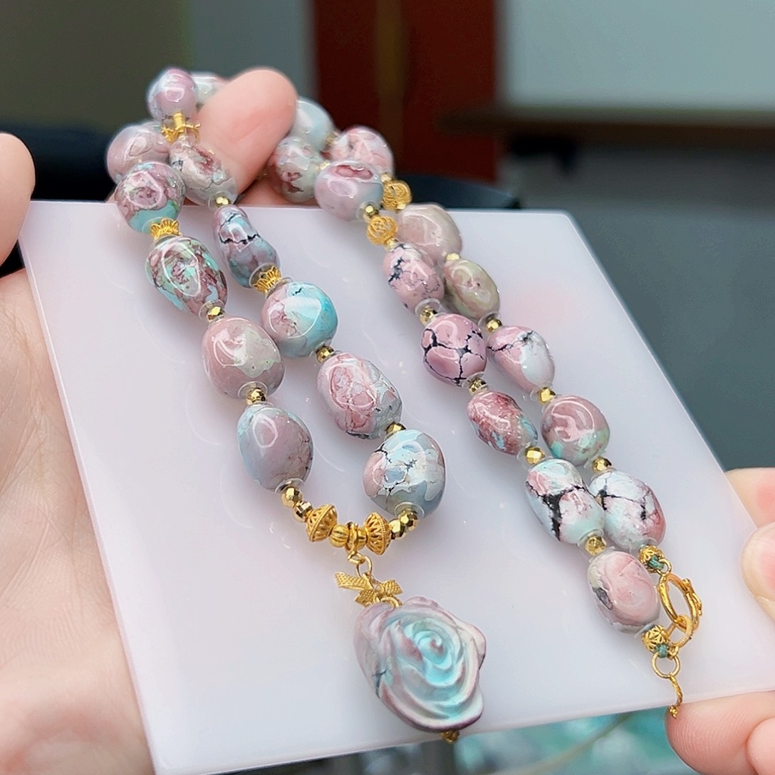 绿松石珠宝奇石18K金镶嵌