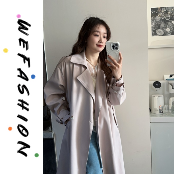 【WE】极简时尚通勤chic洋气收腰双排扣风衣