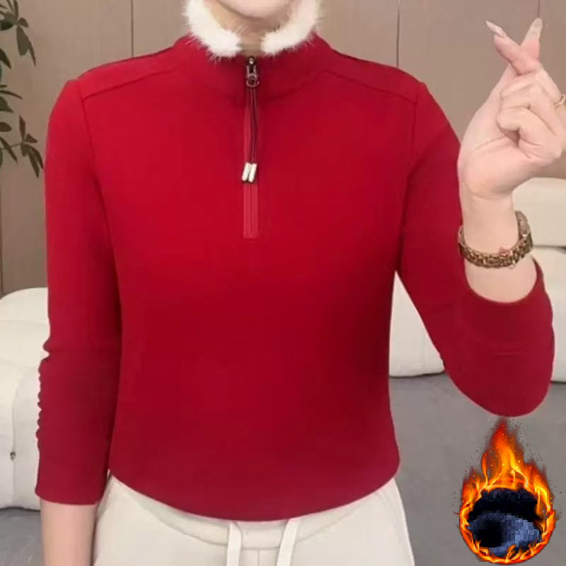 【撤拒断码甩】M1248冬季百搭气质大码长袖保暖打底衫显瘦上衣女