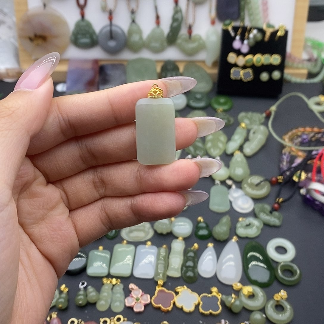 和田玉吊坠(不含链)银S925镶嵌