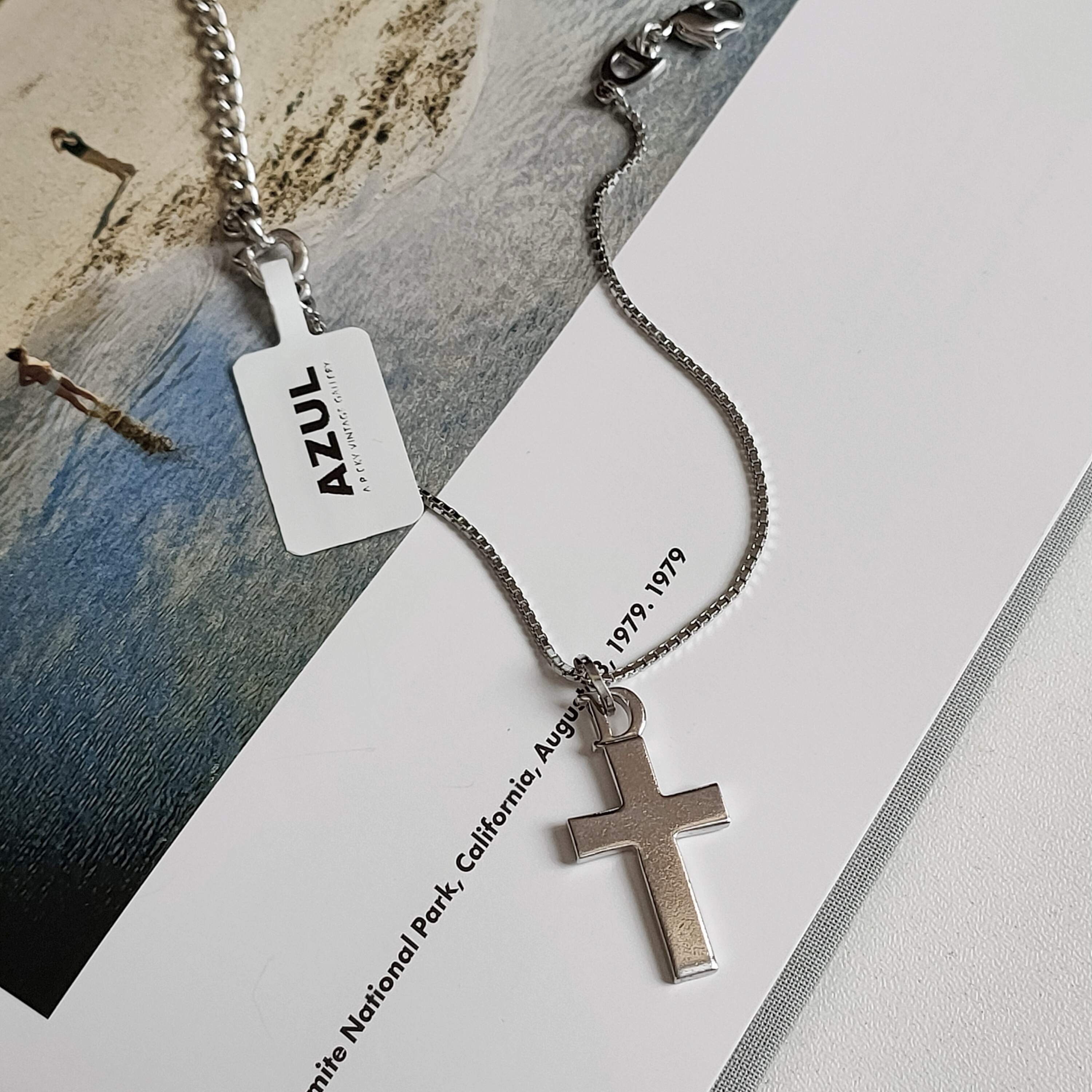 95新  AZUL-Dior 中古银色十字架CD扣手链38791