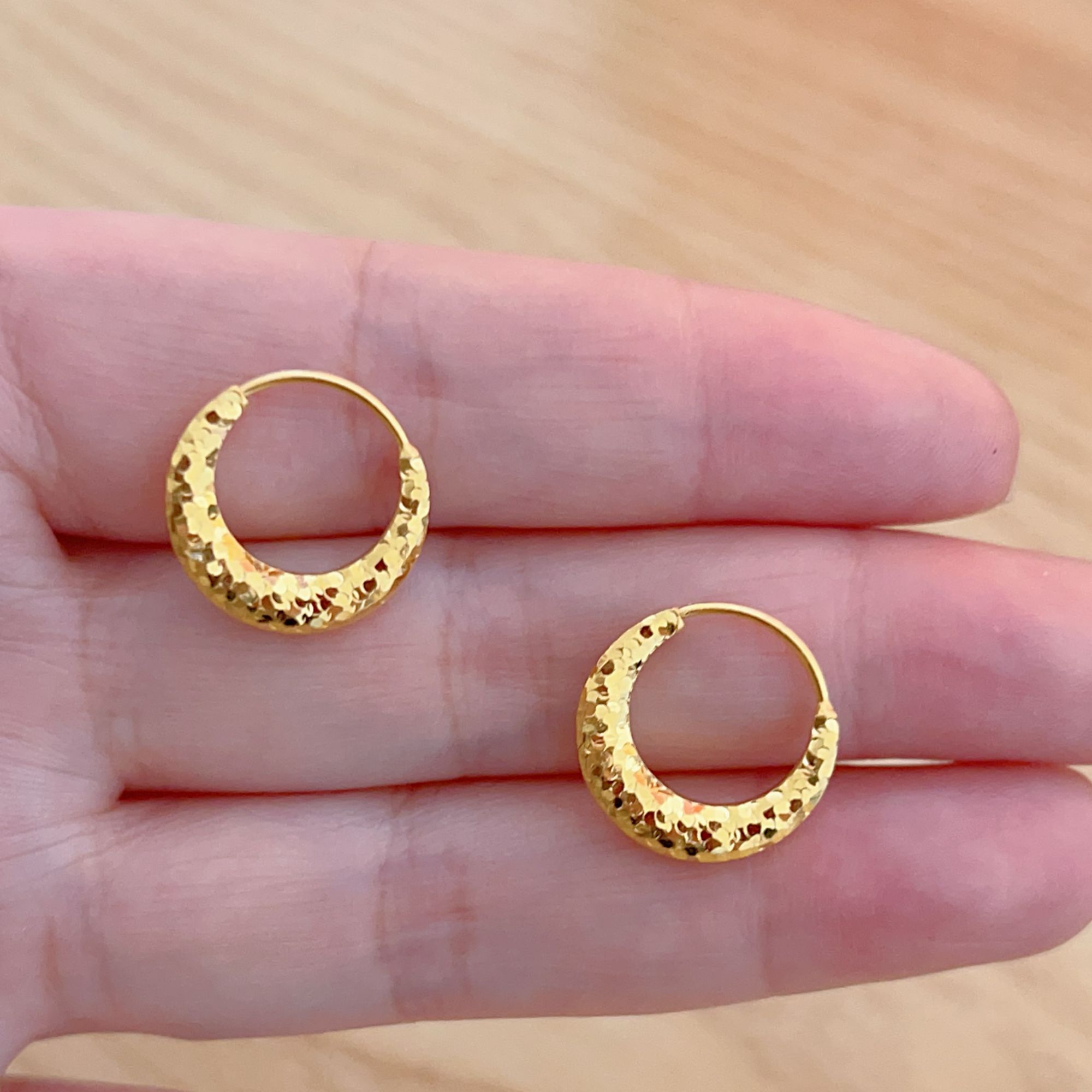 足金999 碎碎金耳环耳钉5G工艺黄金首饰 A3