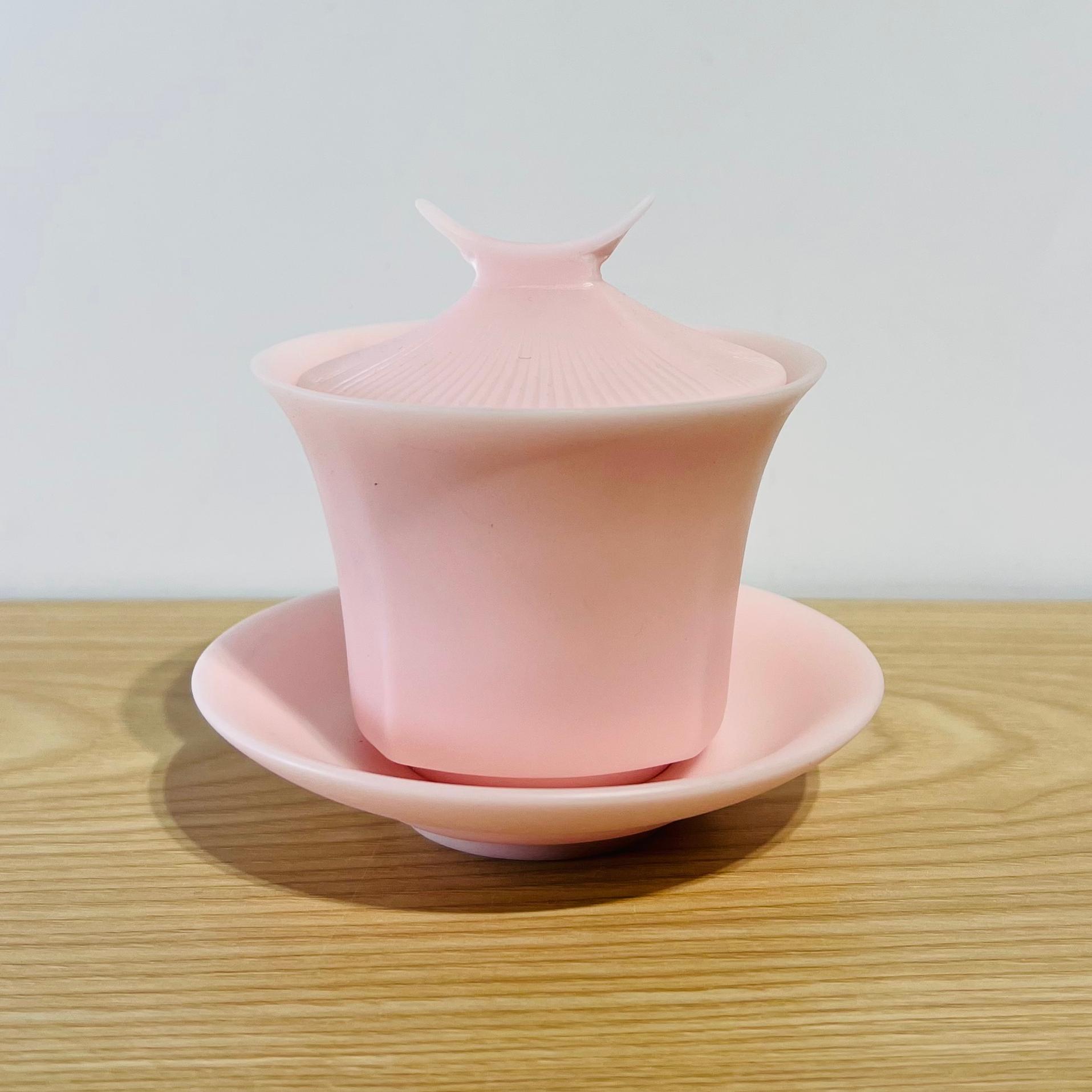 吾游茶器羊脂玉瓷粉冰故宫三才盖碗