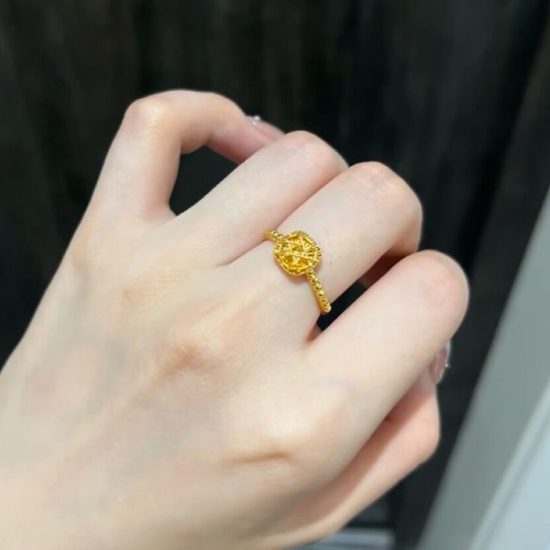 2025新款爆款拉丝方糖戒指旺财女轻奢高级感指环设计小众尾戒配饰