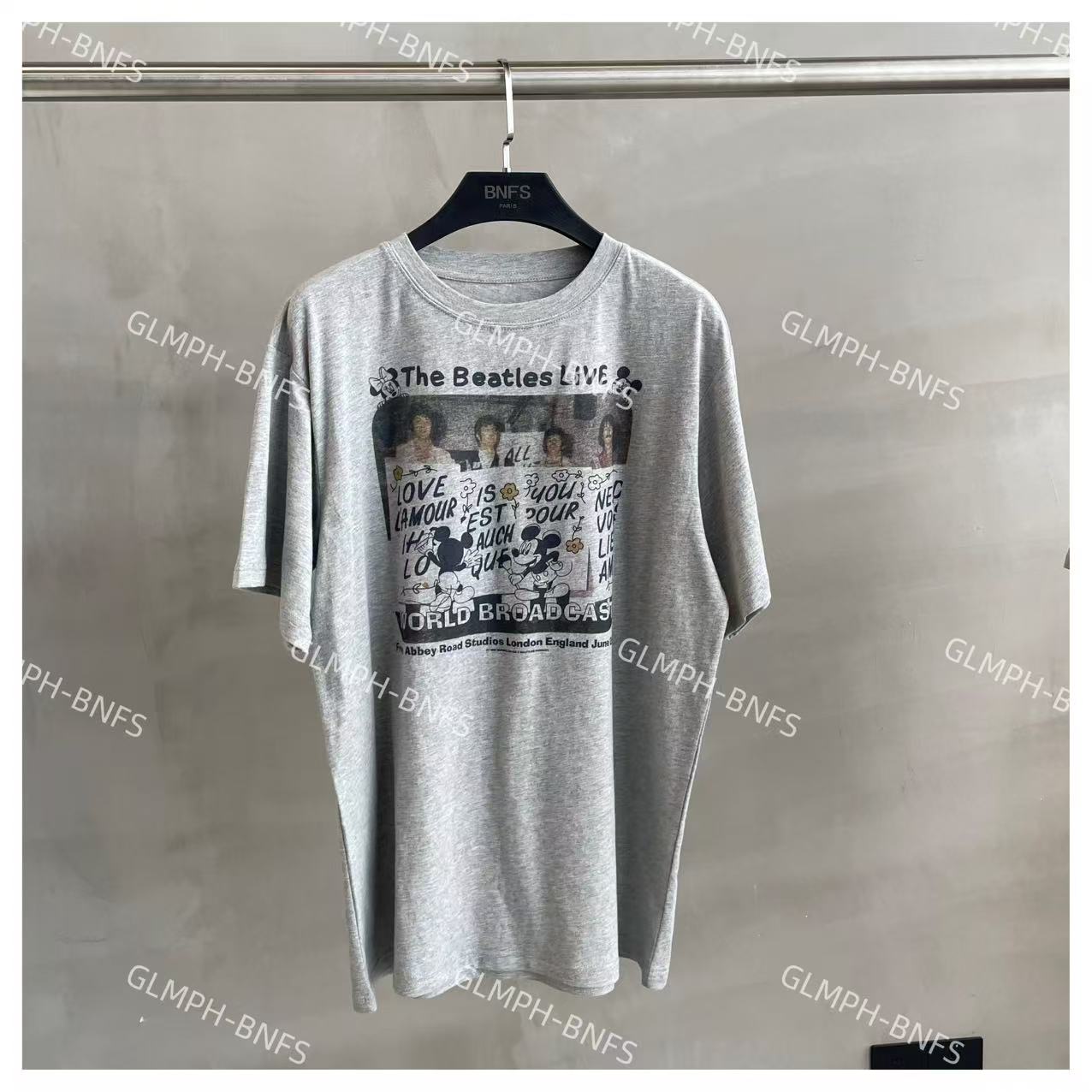 GLMPH-BNFS【怀旧 米妮】复古做旧卡通印花宽松圆领短袖百搭T恤-791