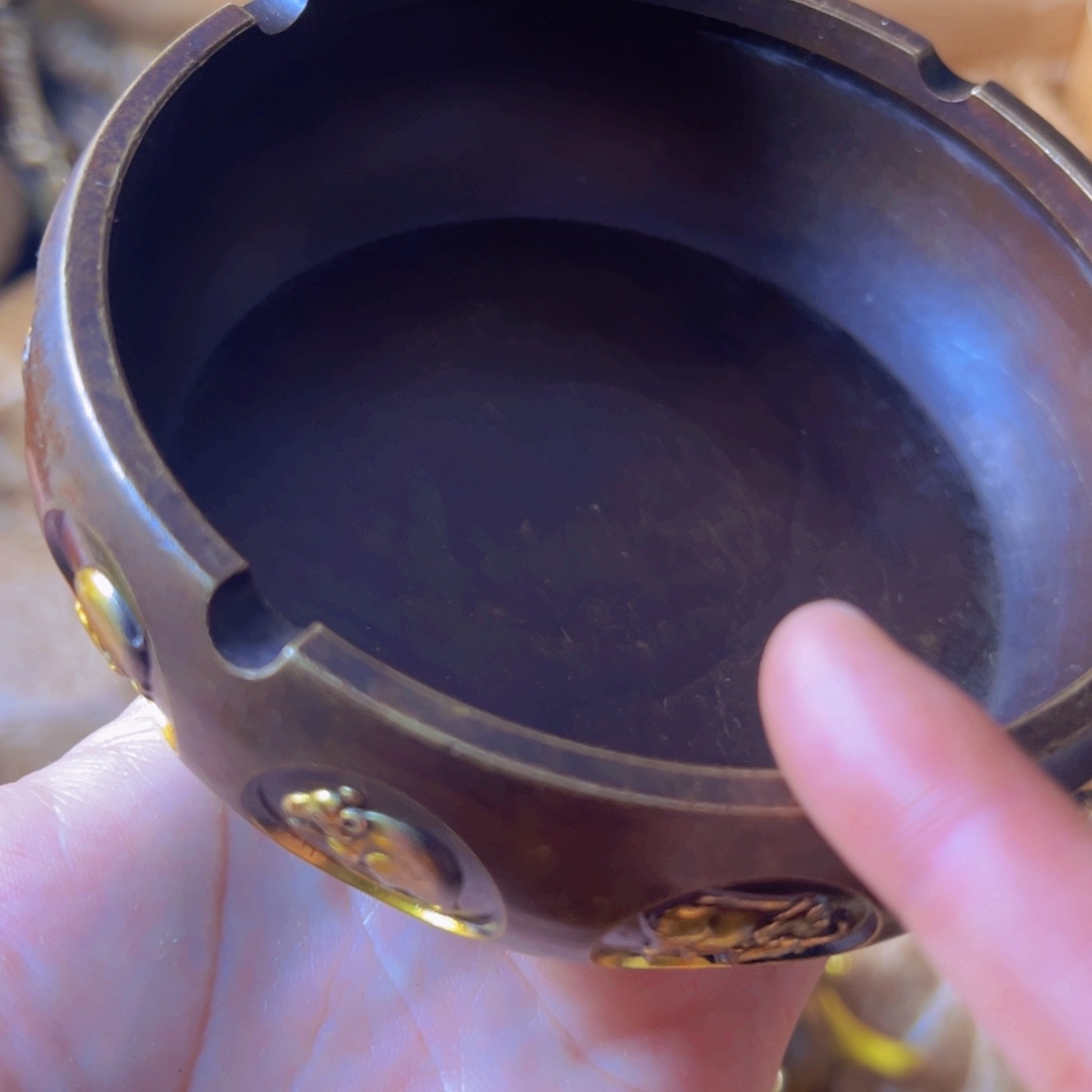 原矿风磨铜烟灰缸