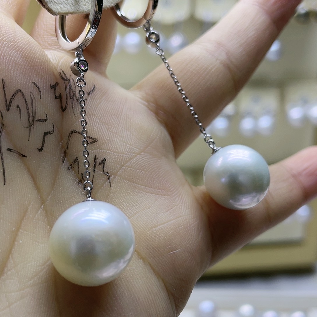 淡水珍珠耳饰银S925镶嵌