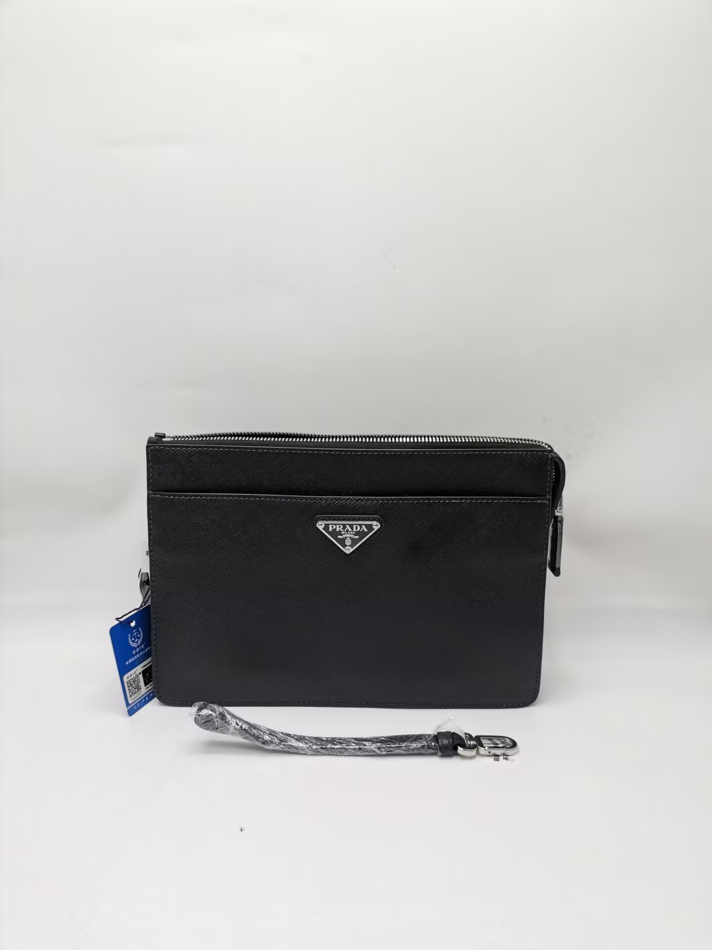 99新 Prada/普拉达 18103普拉达黑色全皮手拿包手抓包经典