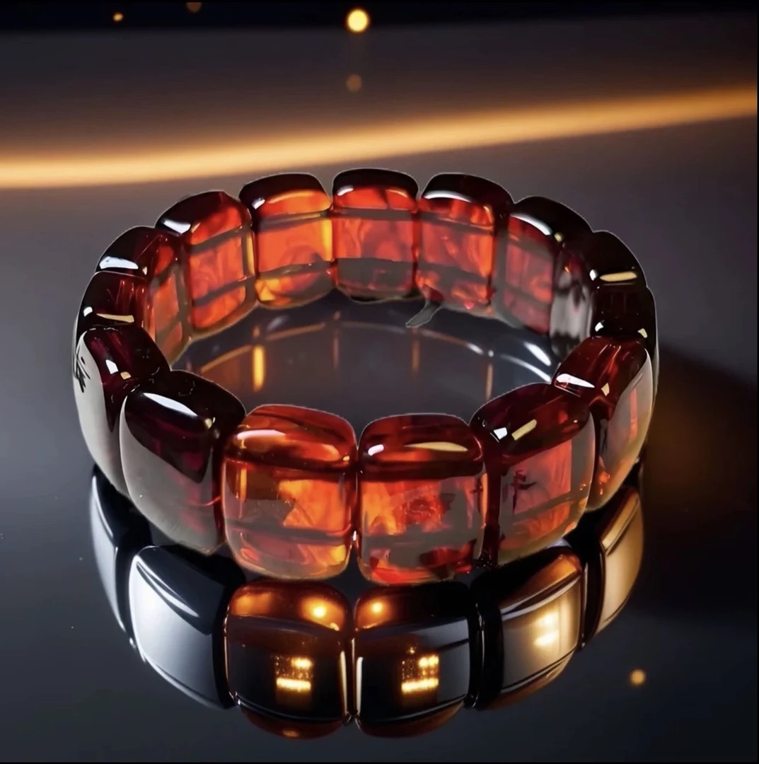 非金属陶瓷手链 血红色单圈甄选手串10601（悬浮礼盒）