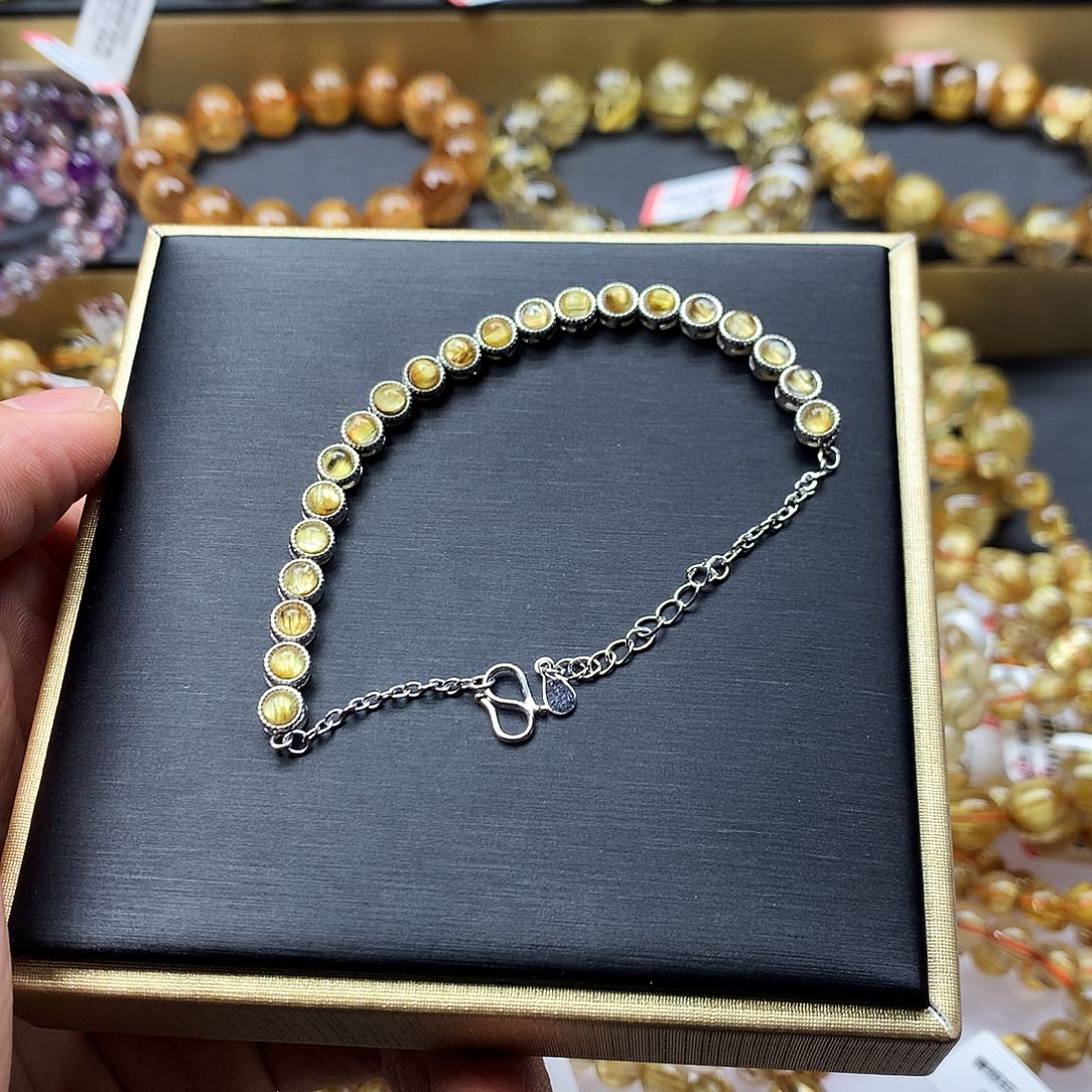 水晶手链足银镶嵌钛晶