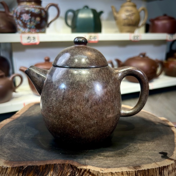 宜兴紫砂壶原矿全手工名家老壶紫泥400毫升一场收藏水磨光龙蛋壶