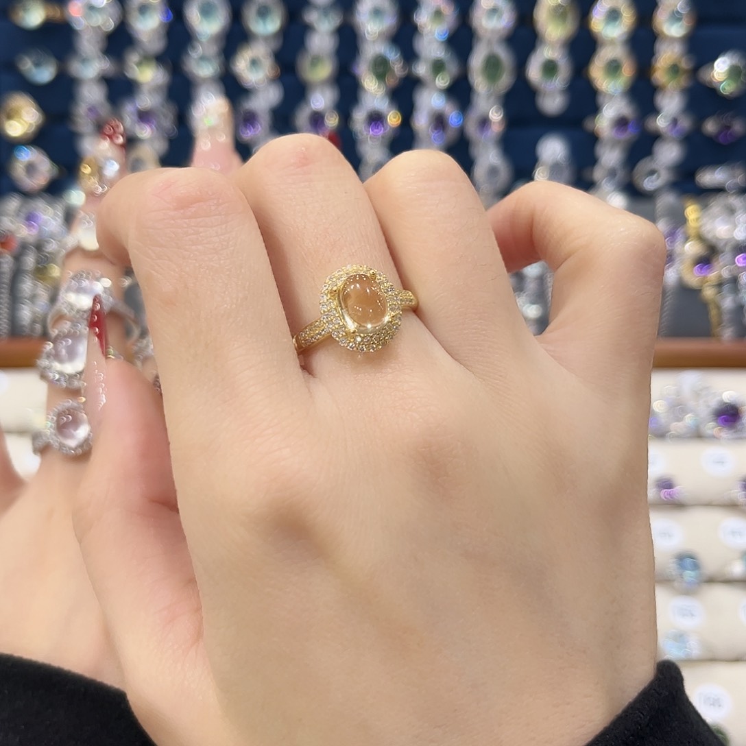 黄晶女款银S925镶嵌戒指