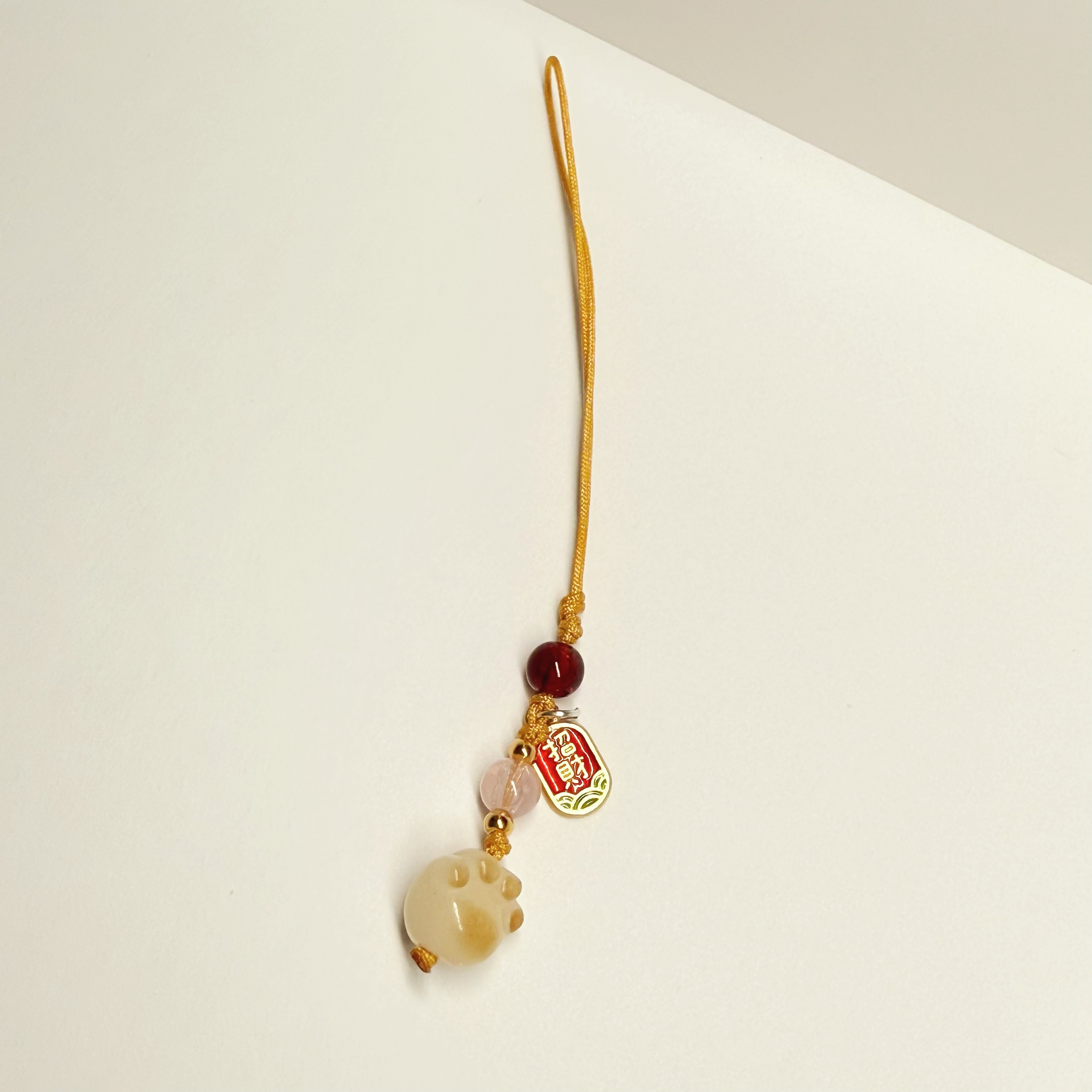 招财猫手工编织幸运手机链