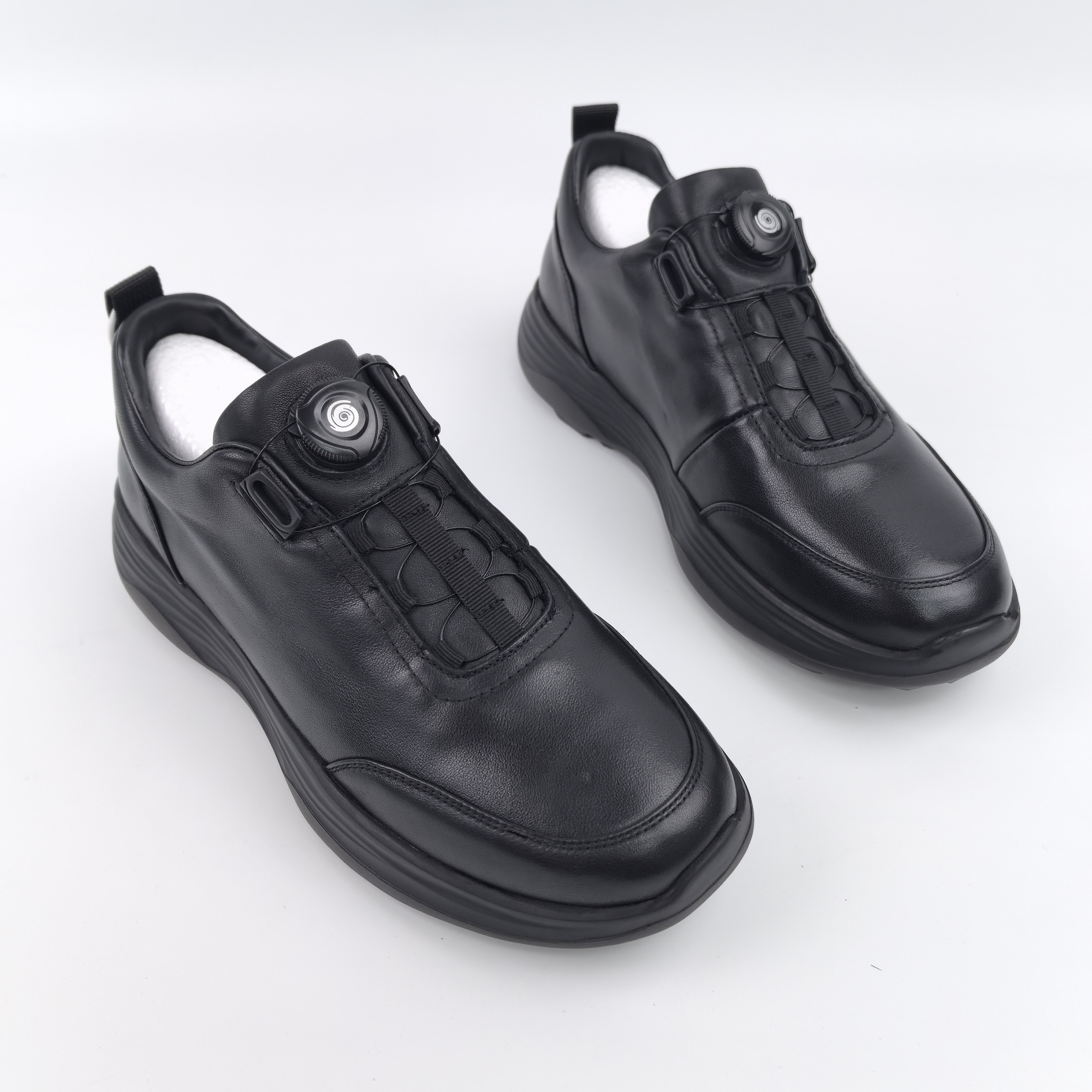 JH25121小牛皮羊里X底旋钮扣一脚蹬商务休闲鞋