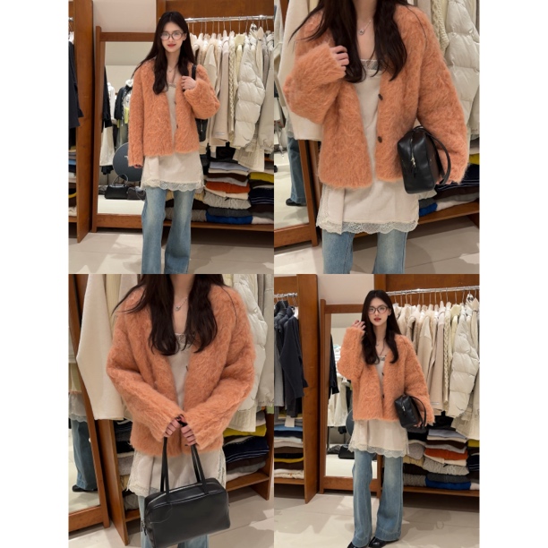 【奶霜绒绒】氛围感拉毛设计～毛绒厚实的开衫毛衣（2MD61162#）爱唯依