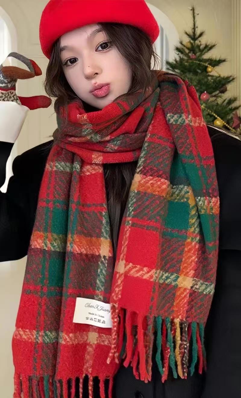 经典围巾常规款时尚保暖复古港风女格子秋冬披肩