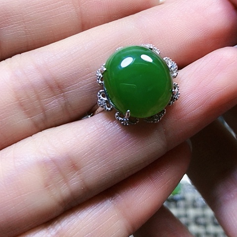 和田玉银S925镶嵌戒指