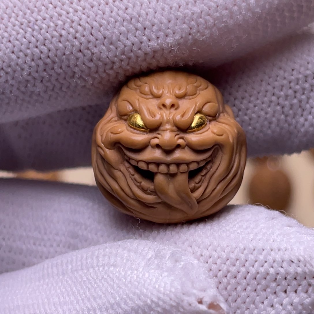 猴头核桃吊坠手修舔僧镶嵌18+