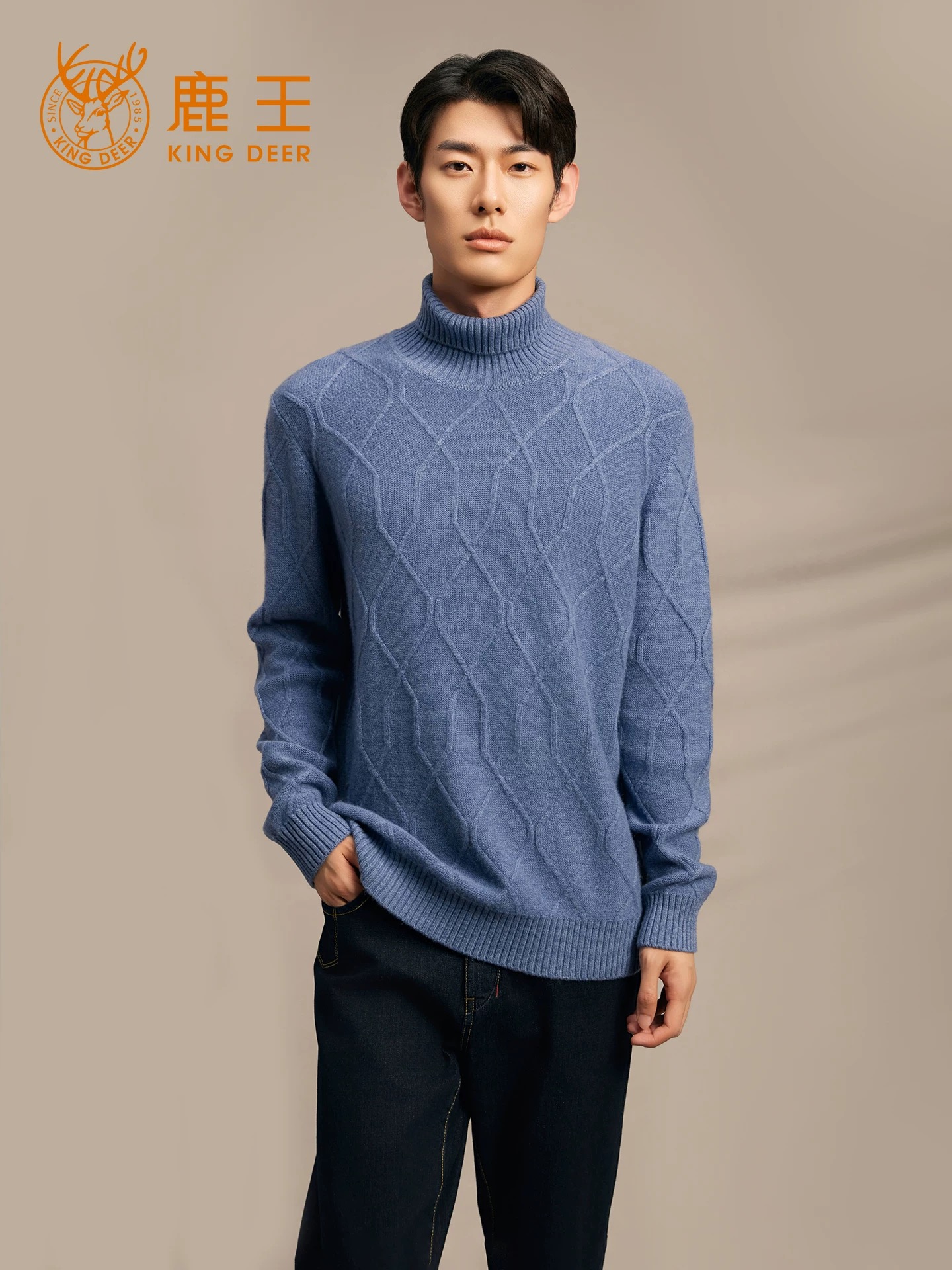 秋冬新款 樽领变化组织纯色加厚男式纯羊绒套衫针织911511303
