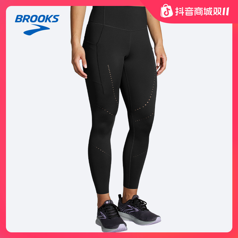 BROOKS布鲁克斯跑步裤女子舒适运动裤长裤透气环保安全收纳裤子