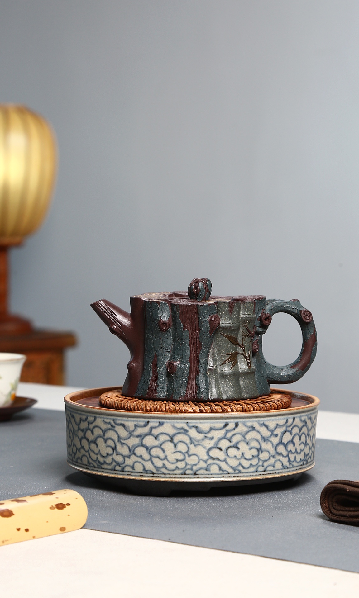 束柴三友280毫升老紫泥，天青泥，全手工作品宜兴紫砂壶国高工