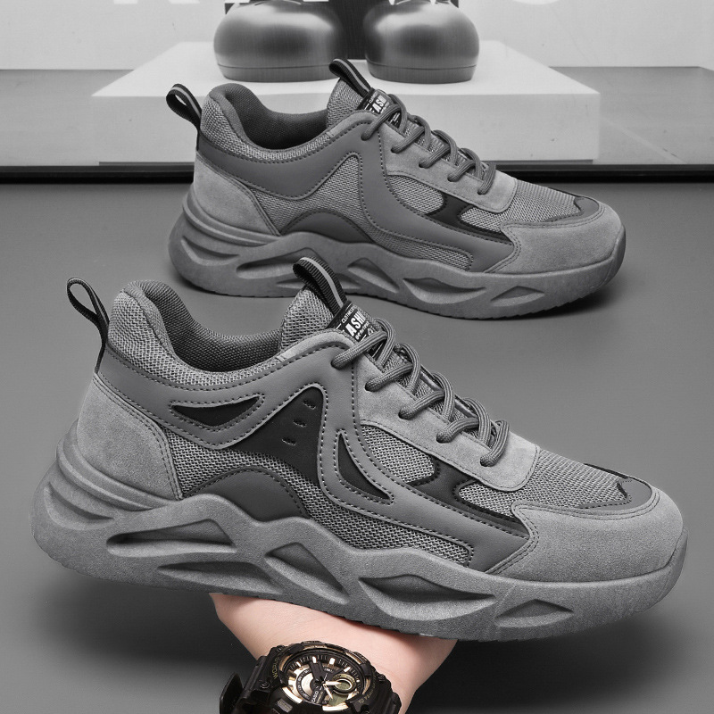2025春季男鞋新款透气网面鞋子男士运动鞋潮流百搭厚底休闲老爹鞋