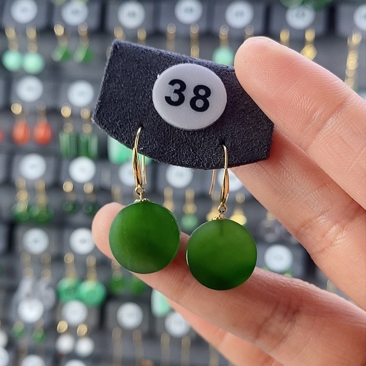 和田玉耳饰18K金镶嵌