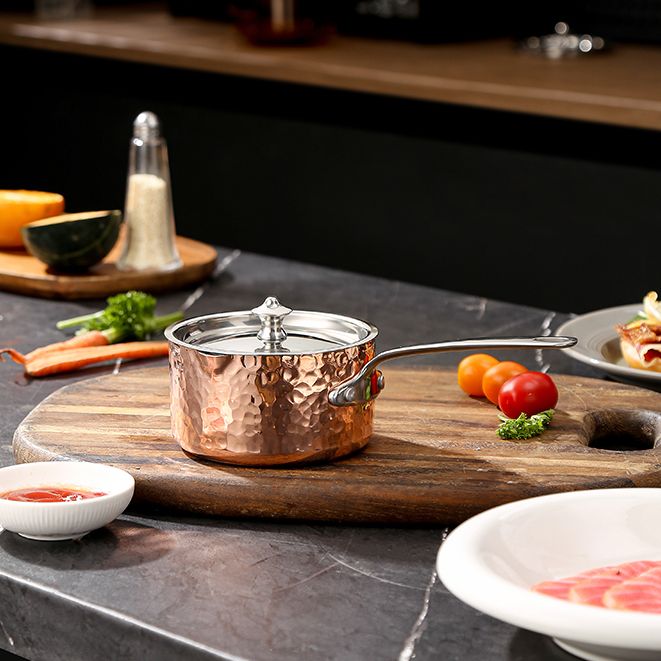 NAYS厨房家用10CM单柄锤纹铜奶锅泼油小锅高端轻奢款E229