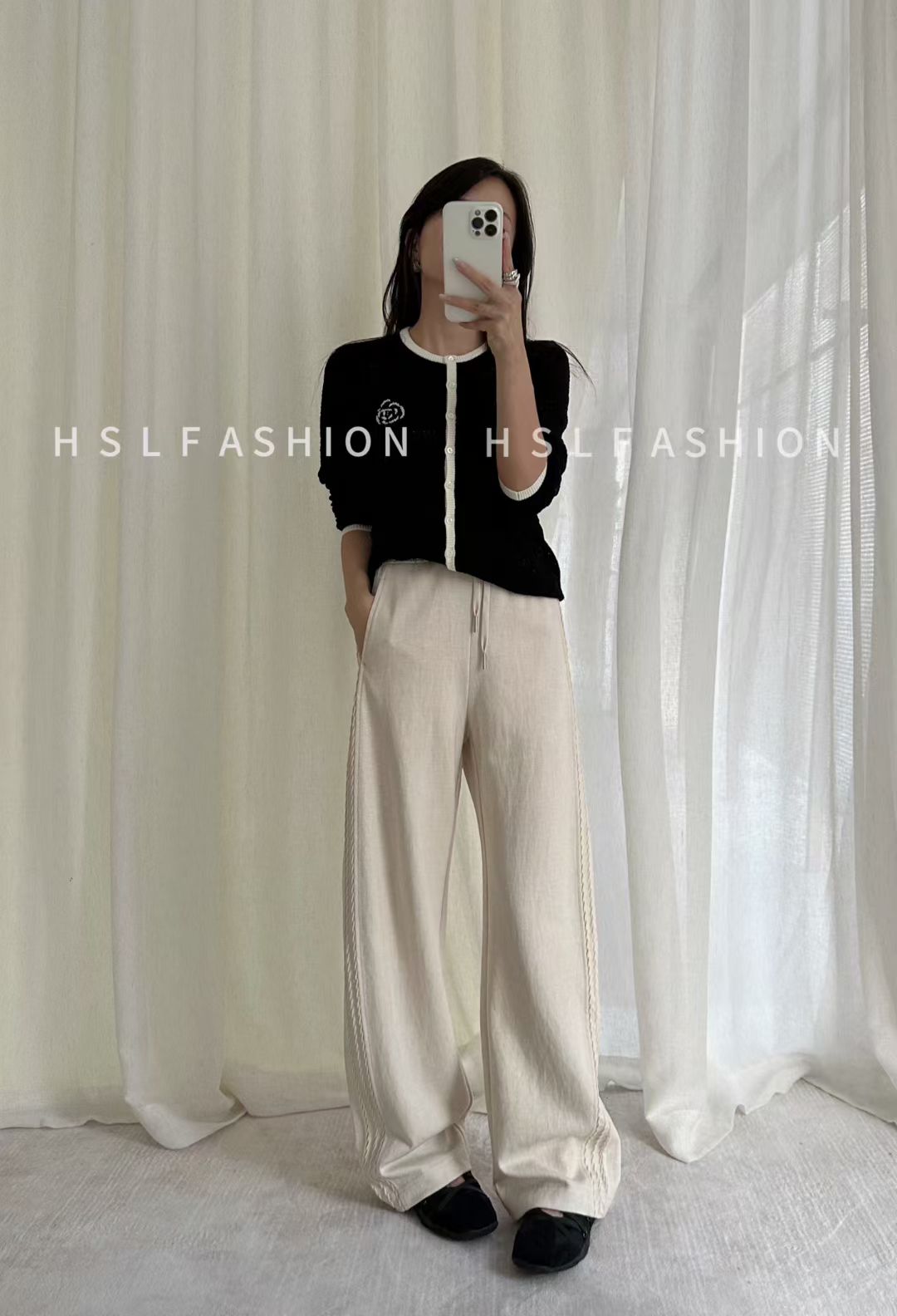 【专柜商场正品】立体浮雕侧缝加绒加厚休闲直筒牛乳裤