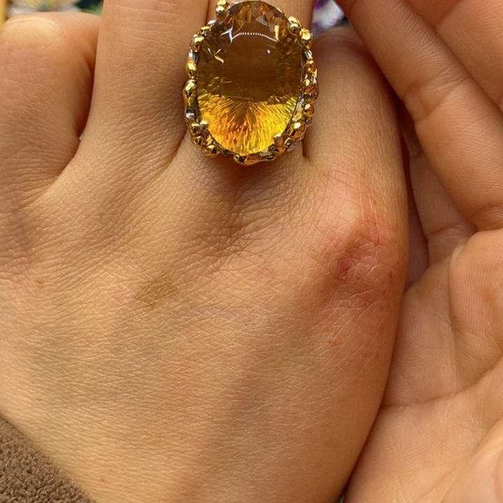 水晶戒指银S925镶嵌天然黄水晶戒指