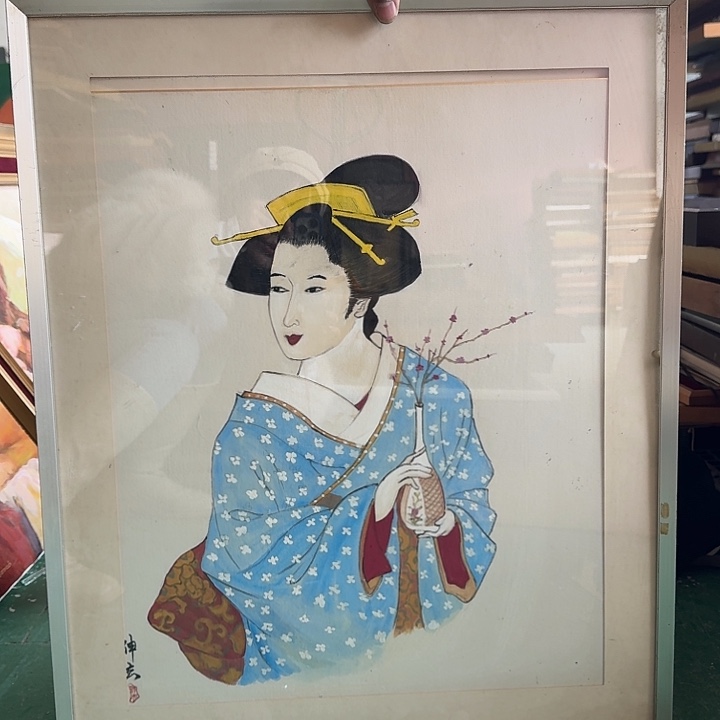 中古框画有瑕疵破损已拍
