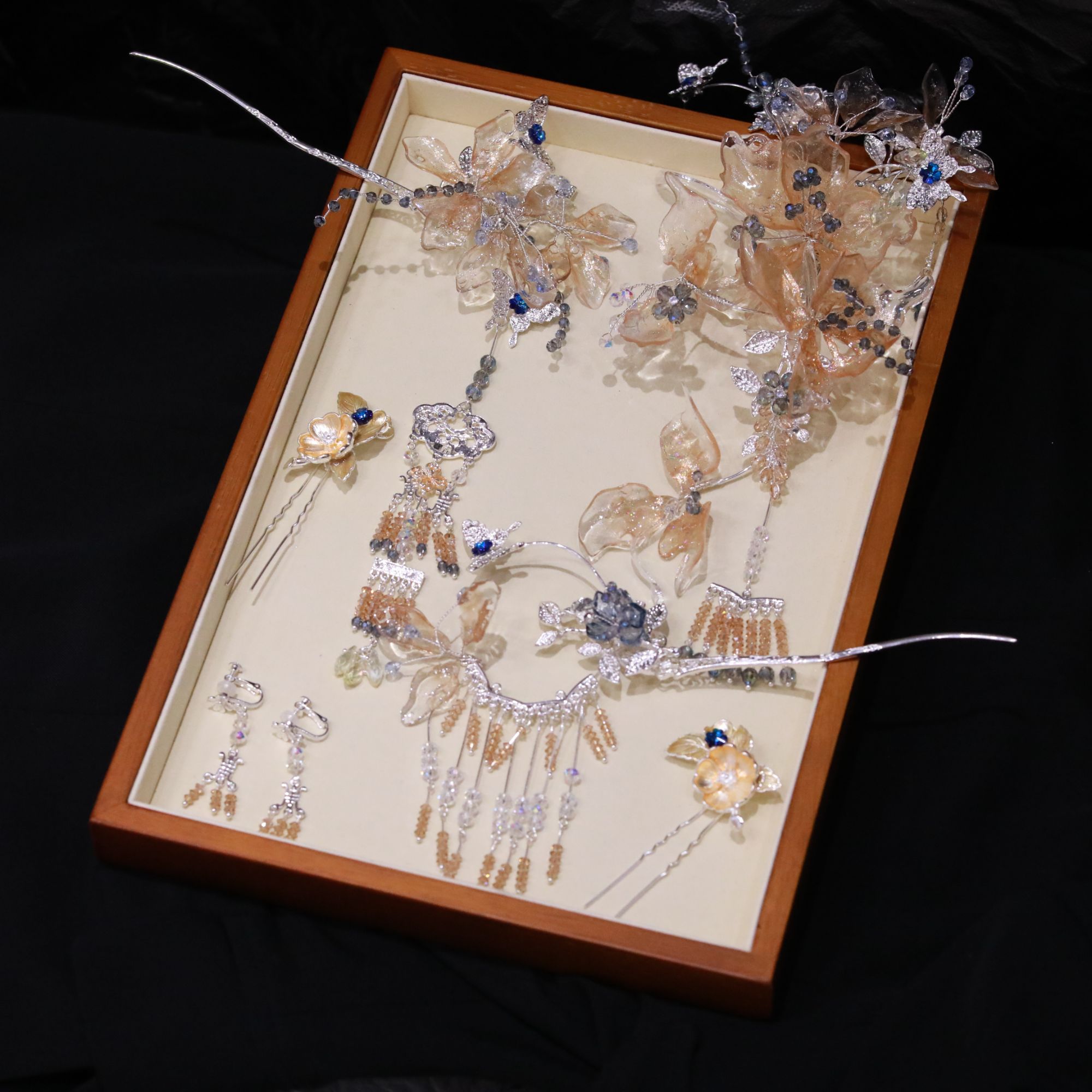 合金仿水晶婚庆饰品 12476浅色中式秀禾分体款百搭减龄
