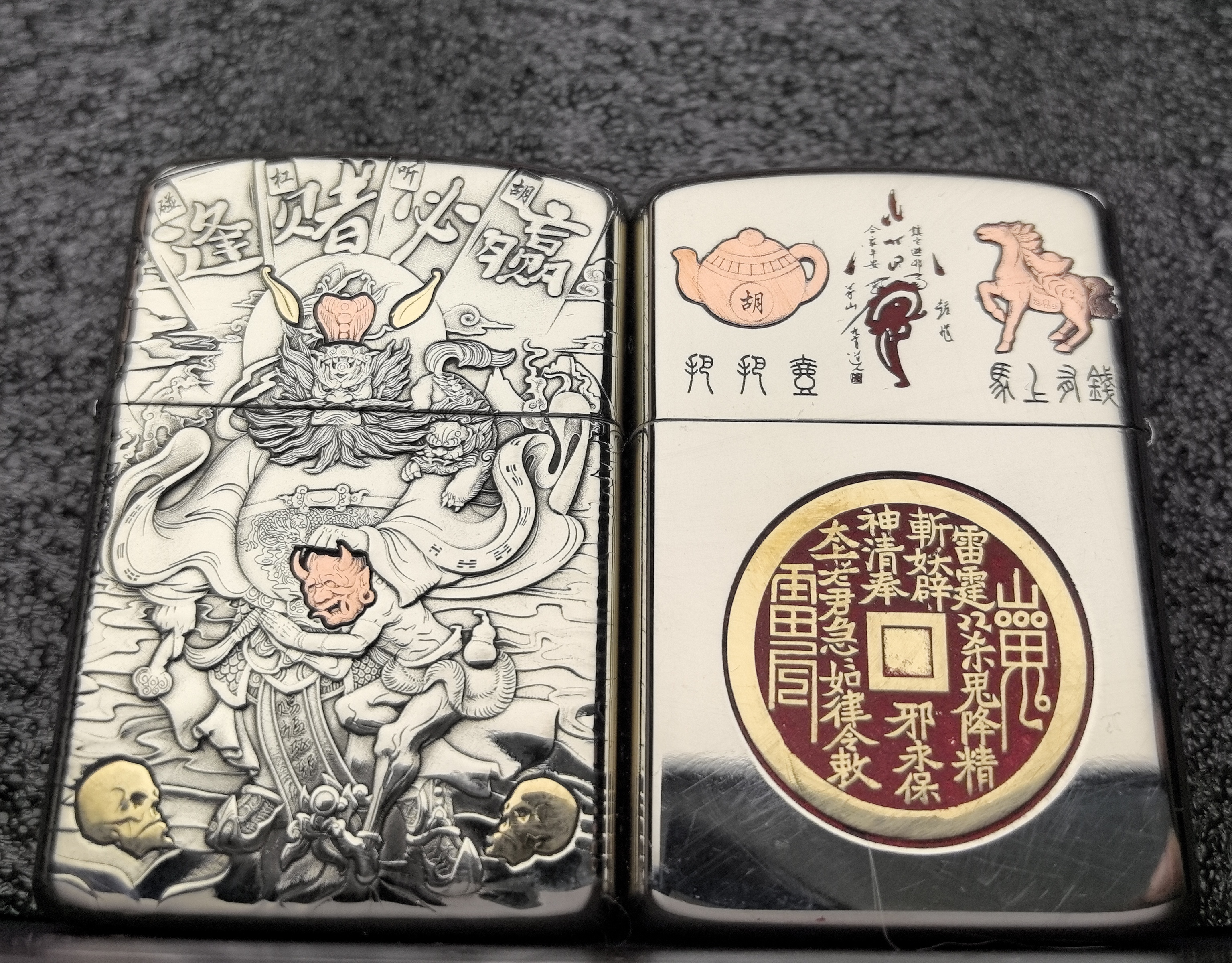ZORRO2代902S盔甲(逢赌必赢)2面浮雕镶嵌煤油打火机[黑马工作室]