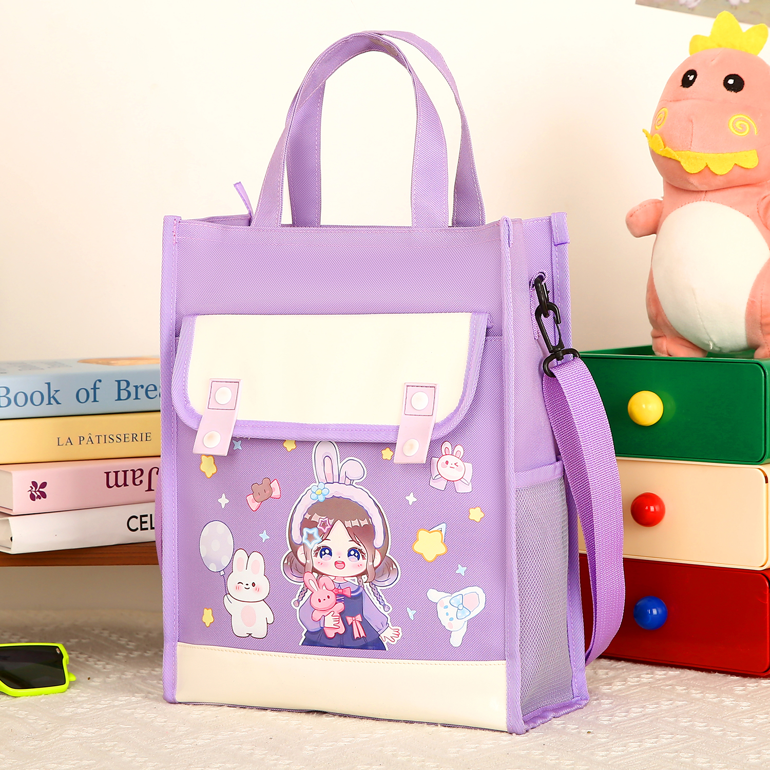 梓文补课包补习班小学生手拎包初中生可爱卡通美术包兴趣班手提袋