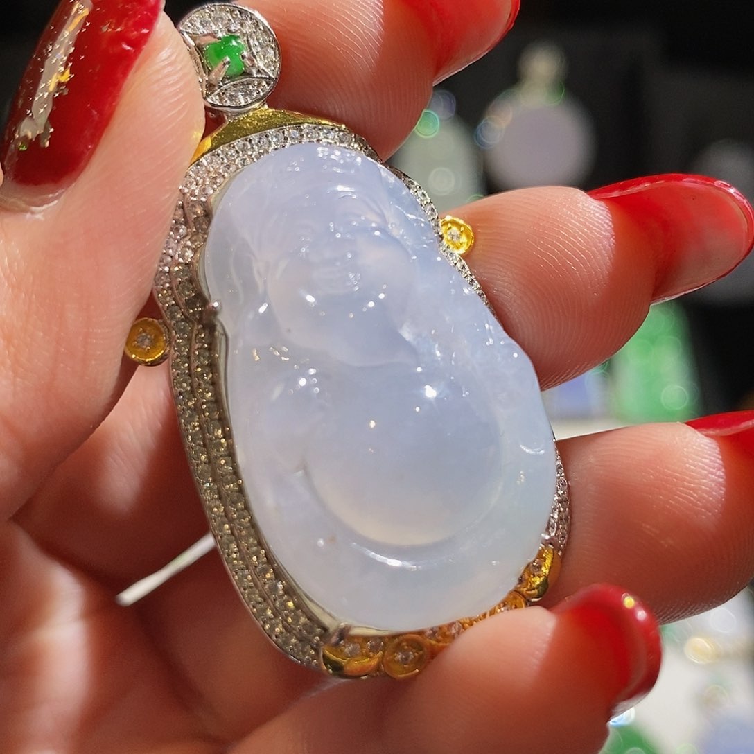 翡翠颈饰银S925镶嵌天然翡翠